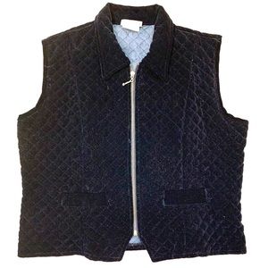 Vintage Quilted Black Velvet Vest